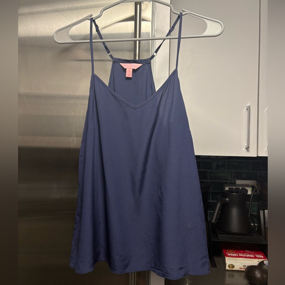 Lily Pulitzer navy blue silk tank top Size XS